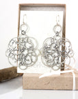Tiny Circle and Organic Vine Earrings in Sterling Silver