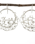 Circle and Climbing Organic Vine Earrings in Sterling Silver