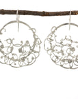 Circle and Climbing Organic Vine Earrings in Sterling Silver