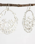 Circle and Climbing Organic Vine Earrings in Sterling Silver