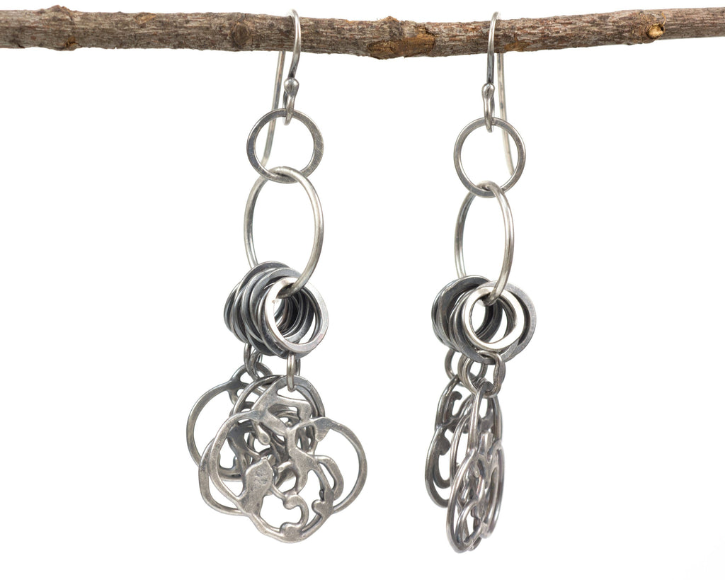 Dangling Organic Vine Charms and Circle Earrings in Sterling Silver #22 - Ready to Ship - Beth Cyr Handmade Jewelry