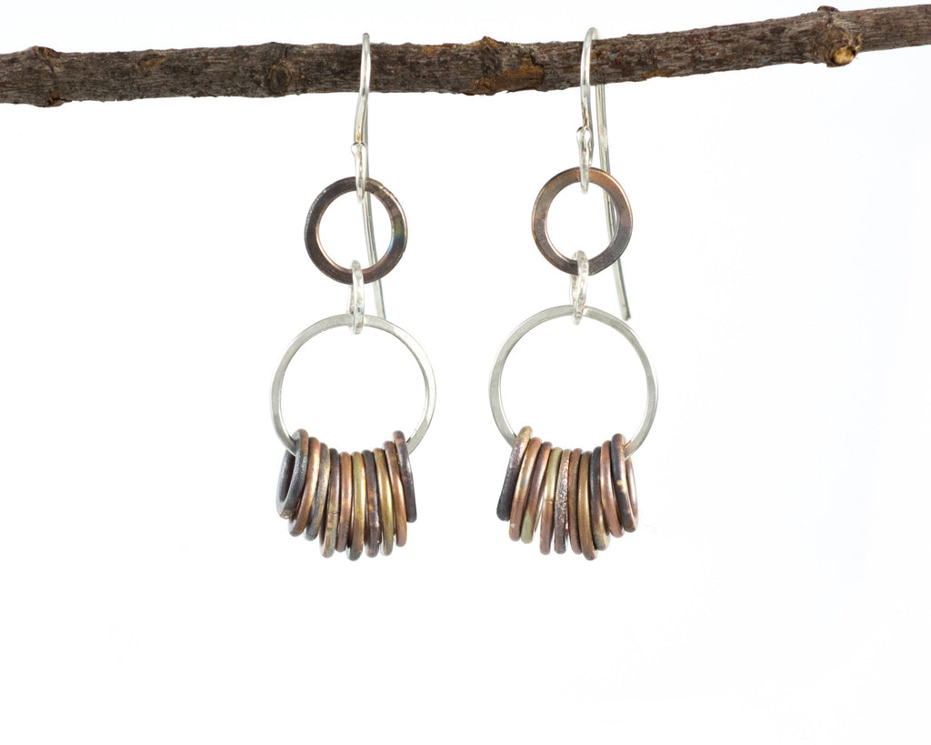 Two Tier Circle Earrings in Sterling Silver #4 - Ready to ship - Beth Cyr Handmade Jewelry