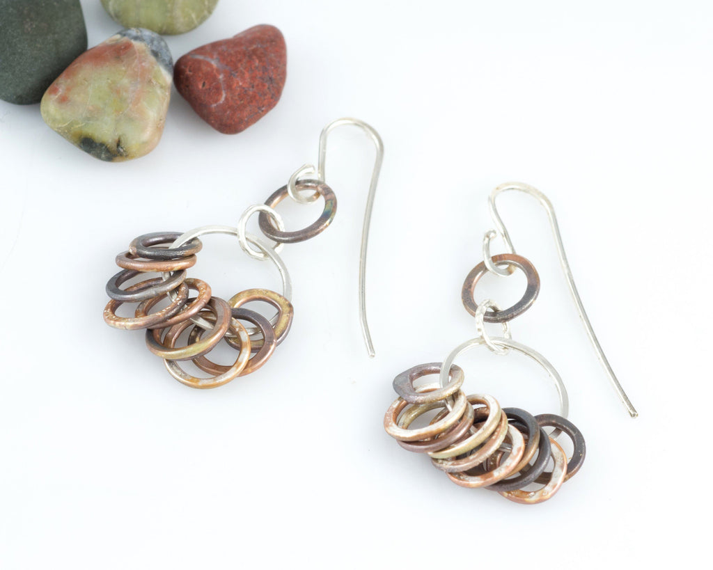 Two Tier Circle Earrings in Sterling Silver #4 - Ready to ship - Beth Cyr Handmade Jewelry