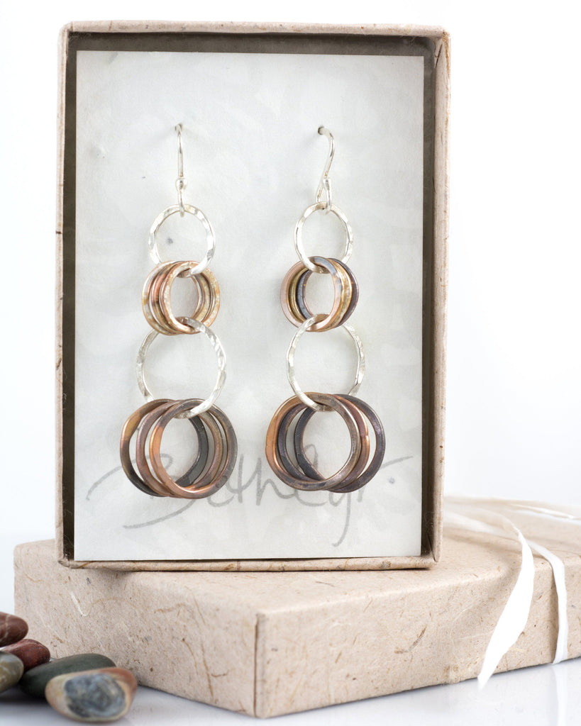 Multi-tier Circle Earrings in Sterling Silver #7 - Ready to ship - Beth Cyr Handmade Jewelry