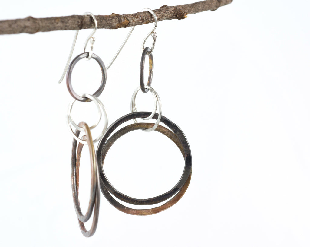 Double Layered Circle Earrings in Sterling Silver #8 - Ready to ship - Beth Cyr Handmade Jewelry