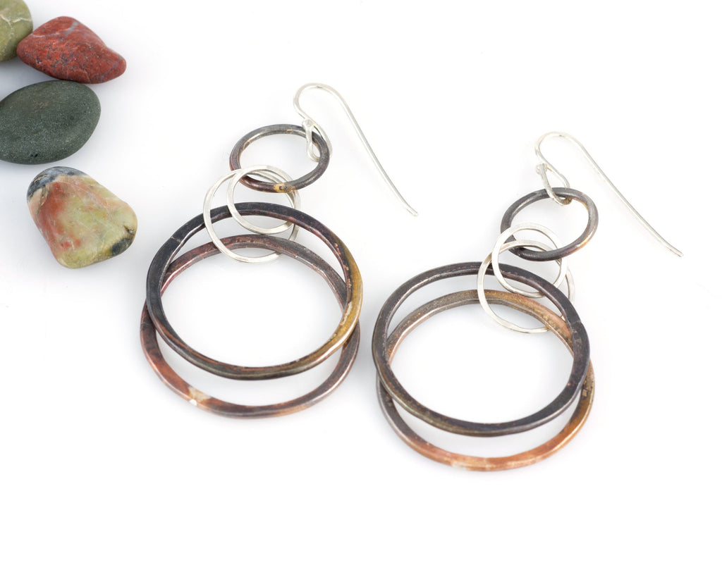 Double Layered Circle Earrings in Sterling Silver #8 - Ready to ship - Beth Cyr Handmade Jewelry