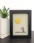 Giant Moon and Madrone and Fir in a field- Grey and Gold Collection
