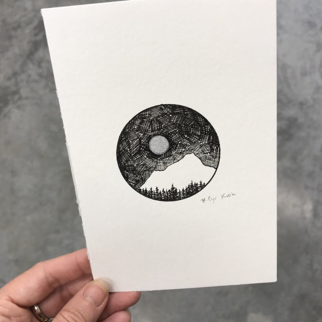 48/100 - Postcard Experiment - Original Drawing - 4" x 6" - Beth Cyr Handmade Jewelry