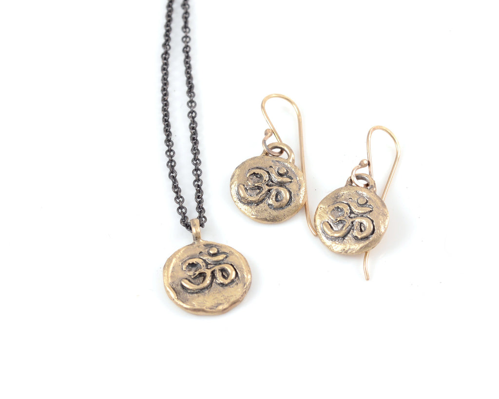 Om Earrings - 14k Yellow Gold - Ready to Ship - Beth Cyr Handmade Jewelry