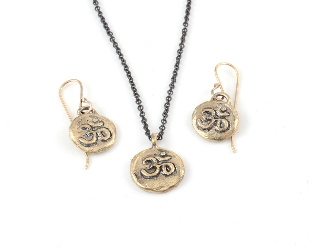 Om Earrings - 14k Yellow Gold - Ready to Ship - Beth Cyr Handmade Jewelry