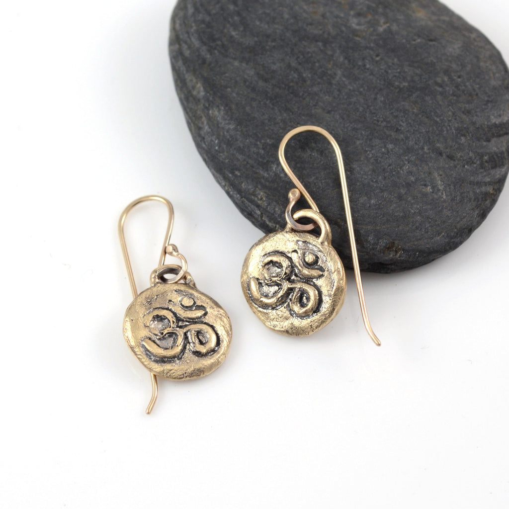 Om Earrings - 14k Yellow Gold - Ready to Ship - Beth Cyr Handmade Jewelry