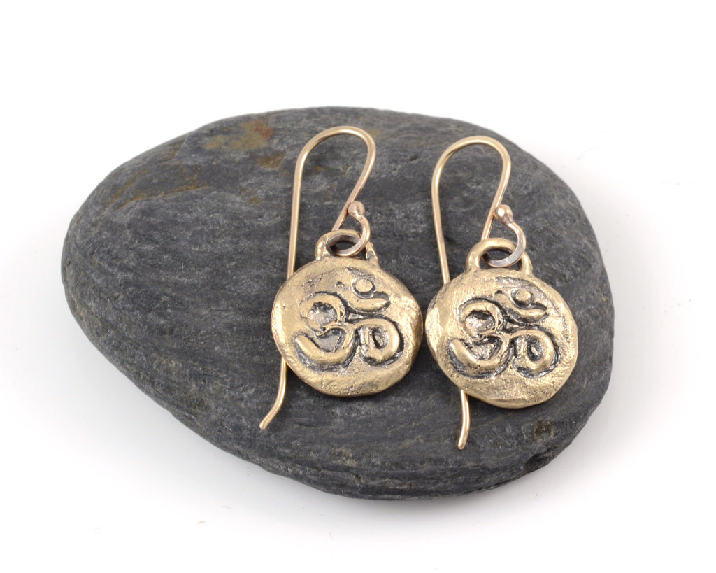 Om Earrings - 14k Yellow Gold - Ready to Ship - Beth Cyr Handmade Jewelry