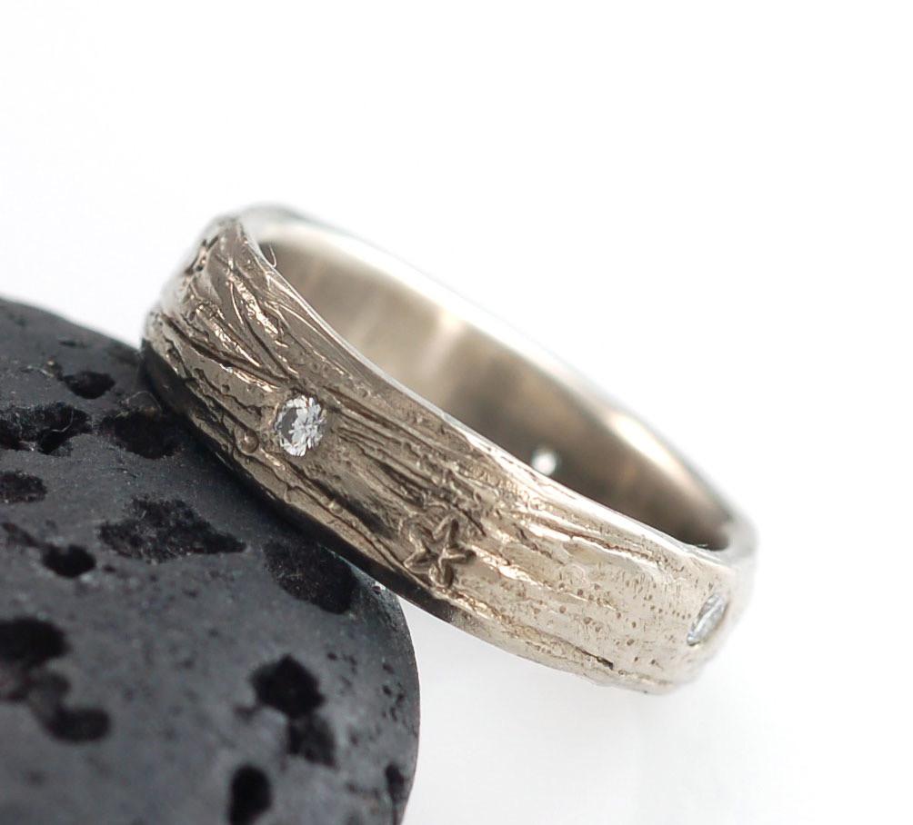 Custom Order Galaxy Rings with Alexandrite in Palladium Sterling Silver - Beth Cyr Handmade Jewelry