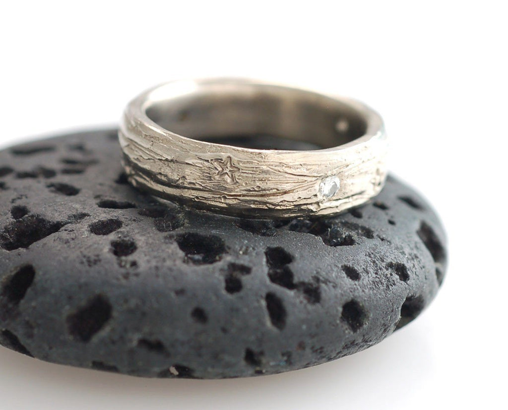Custom Order Galaxy Rings with Alexandrite in Palladium Sterling Silver - Beth Cyr Handmade Jewelry