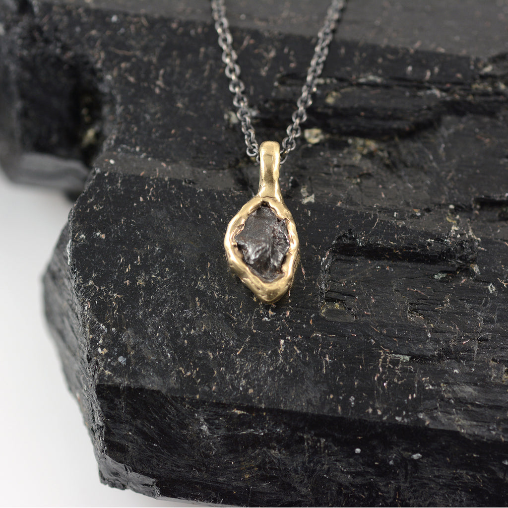 Reserved - Meteorite Pendant in 14k Yellow Gold - Ready to Ship