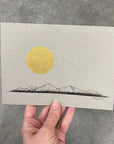 Peaceful mountains and full moon - Grey and Gold Collection