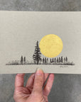 Distant tree family and giant moon - Grey and Gold Collection