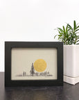 Distant tree family and giant moon - Grey and Gold Collection