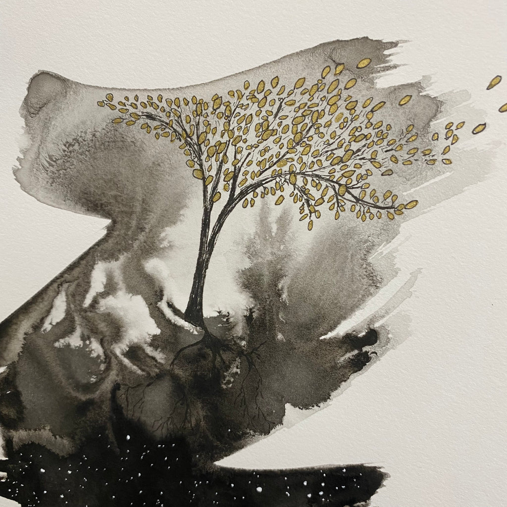 Beauty in the Upside Down 18 - Stretching Tree - Original Drawing - 8.5" x 11"