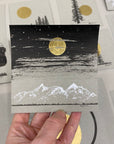 Snowy Mountain and a Cloudy Night Sky - Grey and Gold Collection