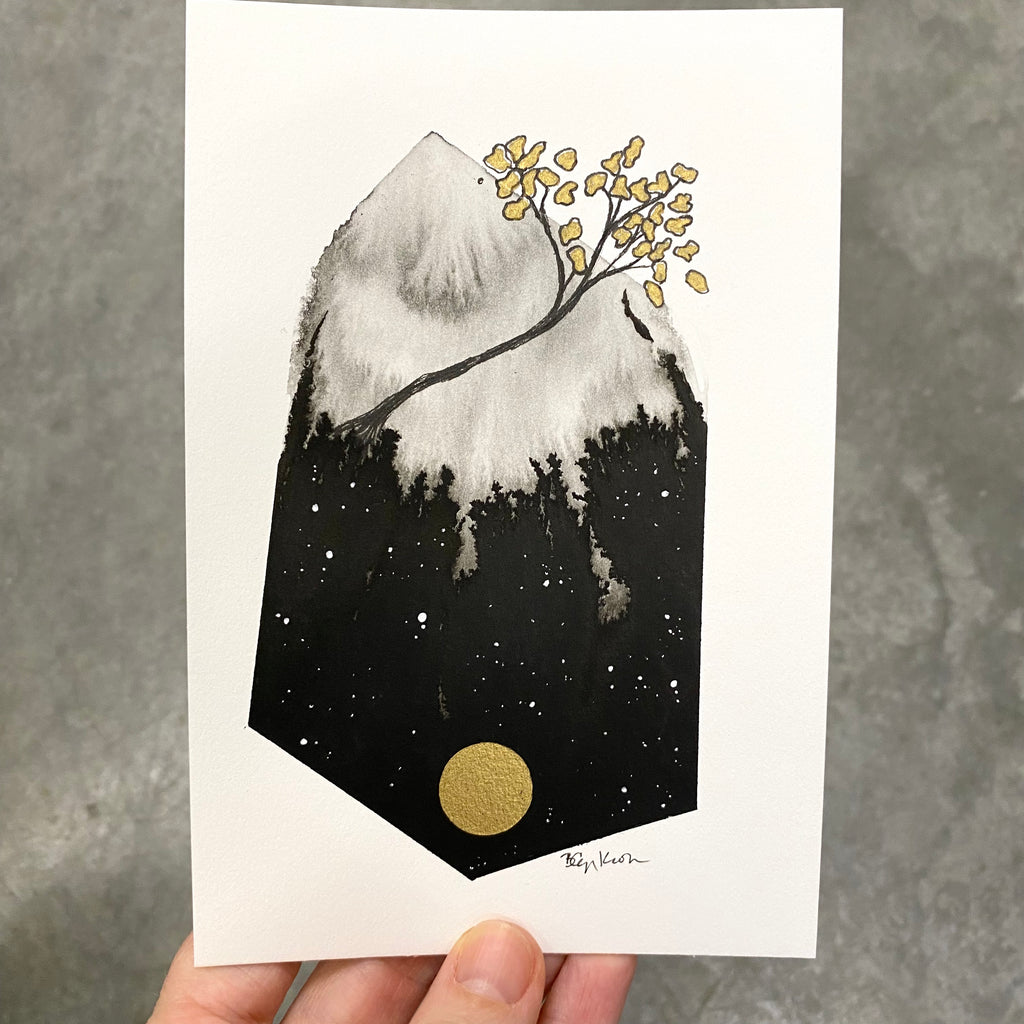 Beauty in the Upside Down 55 - Simple Tree - Original Drawing - 4”x6”