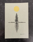 Full moon, tree and roots - Grey and Gold Collection