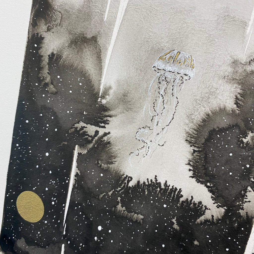Beauty in the Upside Down 24 - Jellyfish - Original Drawing - 8" x 10"
