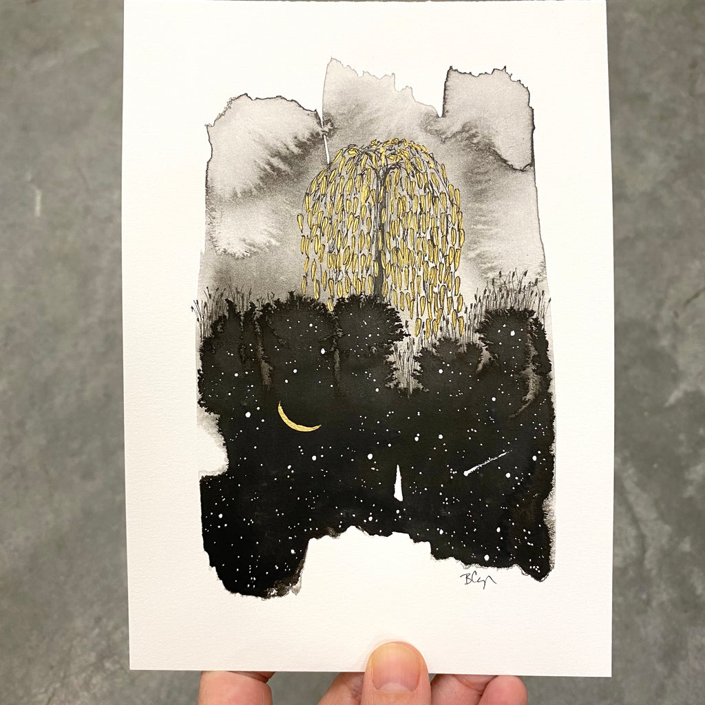 Beauty in the Upside Down 53 - Willow Tree - Original Drawing - 4”x6”