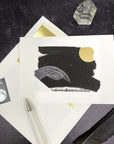 Space and Time Notecards - Card Size 4.5 x 6.25 - print to order - hand embellished in gold