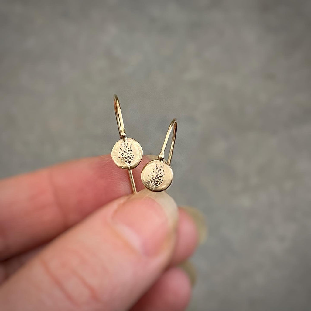 Tiny Deciduous Tree Earrings - 14k Yellow Gold - Ready to Ship