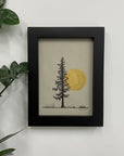 Very Tall Tree and Full Moon in a Spring Field - Grey and Gold Collection