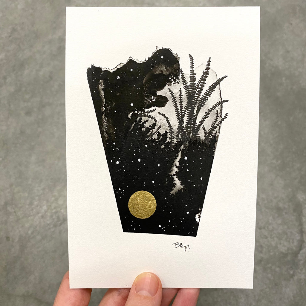 Beauty in the Upside Down 52 - Geometric Fern - Original Drawing - 4”x6”
