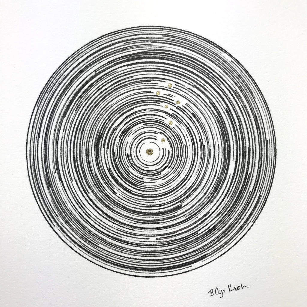 inktober day 24 - dizzy - original drawing - 6” x 6” - ready to ship - Beth Cyr Handmade Jewelry
