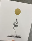 Slither - Art Print - hand embellished print - Print to Order