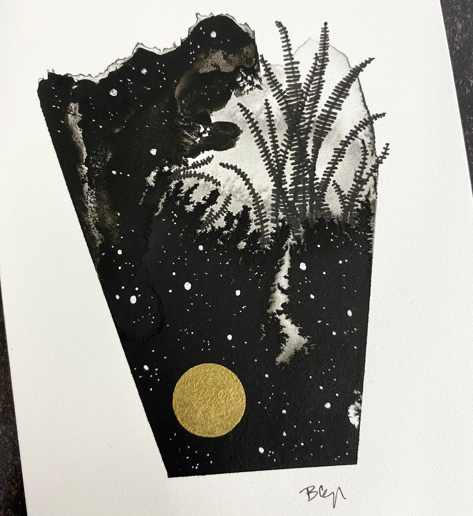 Beauty in the Upside Down 52 - Geometric Fern - Original Drawing - 4”x6”