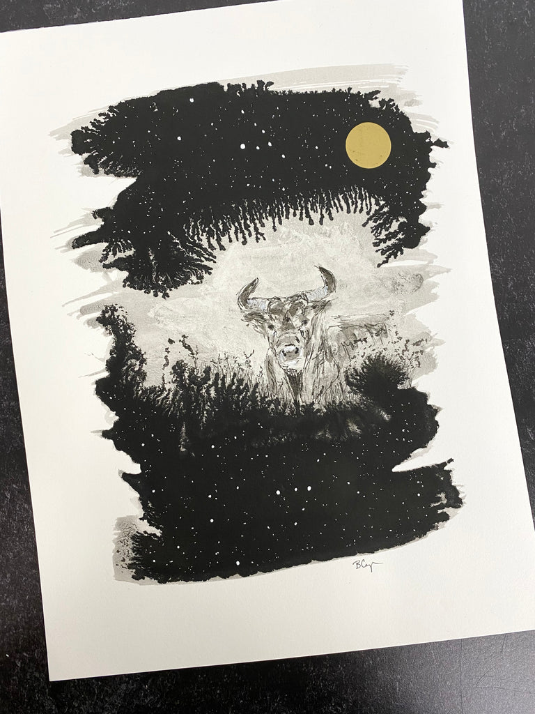 Beauty in the Upside Down 72 - Full Moon Taurus - Original Drawing - 9”x12”