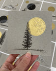Centered Tree and Solo Moon - Grey and Gold Collection