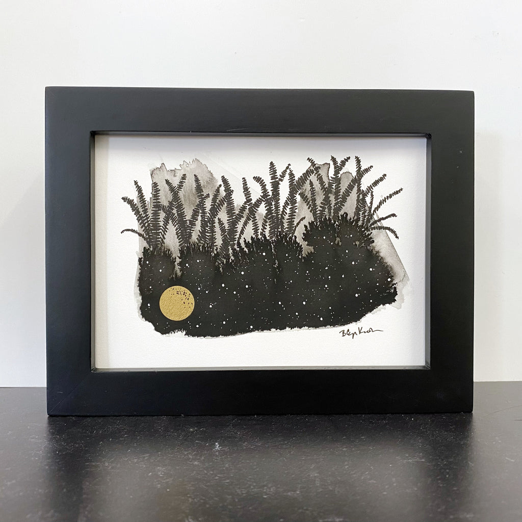 Beauty in the Upside Down 34 - Lush Fern Forest - Original Drawing - 5”x7”