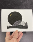 Space and Time Notecards - Card Size 4.5 x 6.25 - print to order - hand embellished in gold
