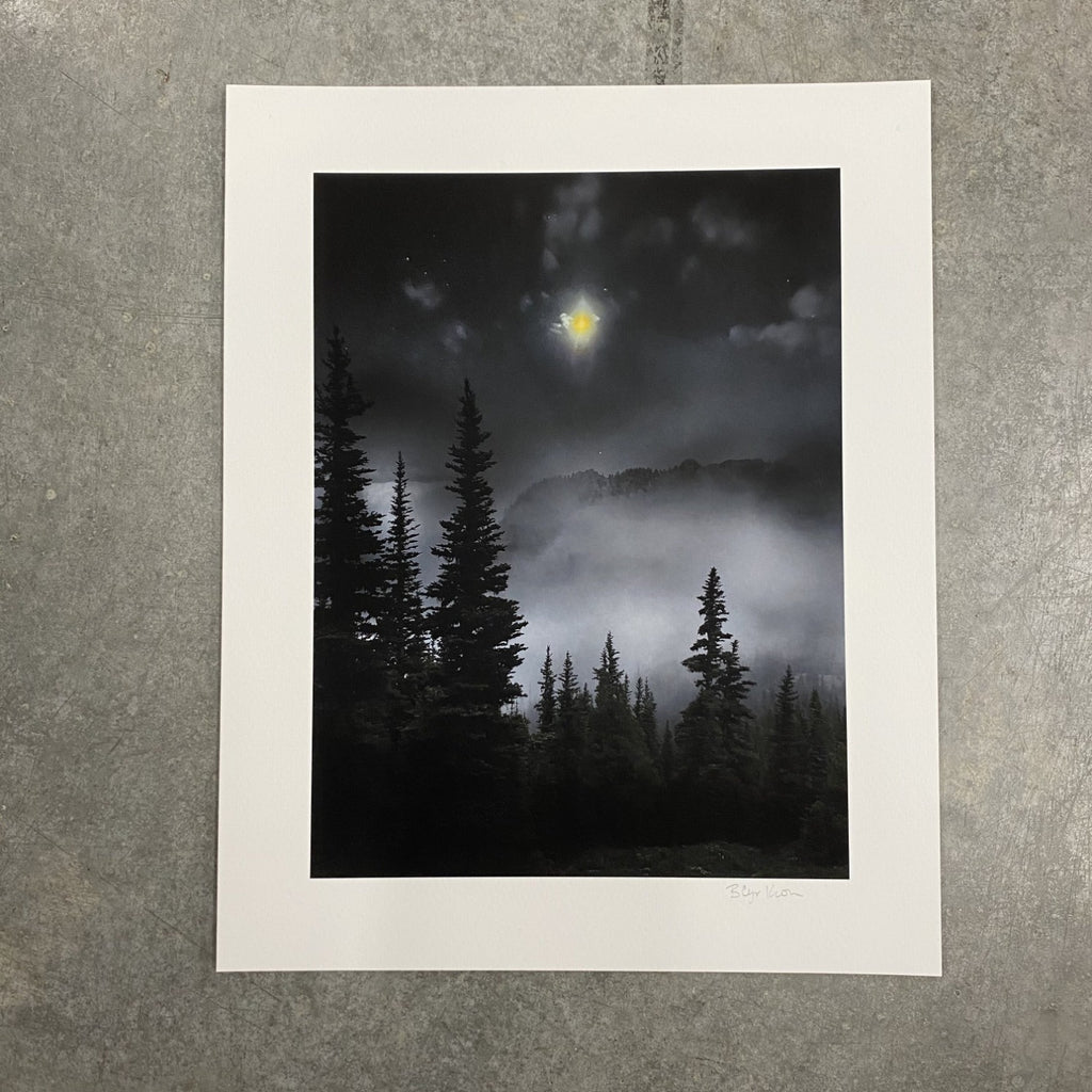 Winter Night Sky 33 - Mystical forest, mountain and moon - Photo Composite Print 4- Print to Order