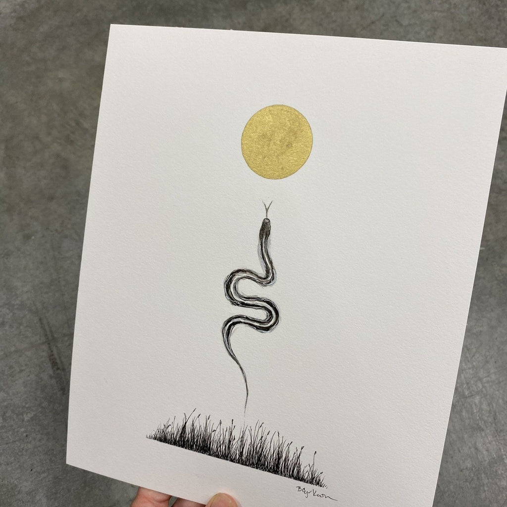 Slither - Art Print - hand embellished print - Print to Order