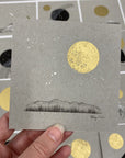 Lyra, Full Moon and a Grassy Mountain Horizon - Grey and Gold Collection