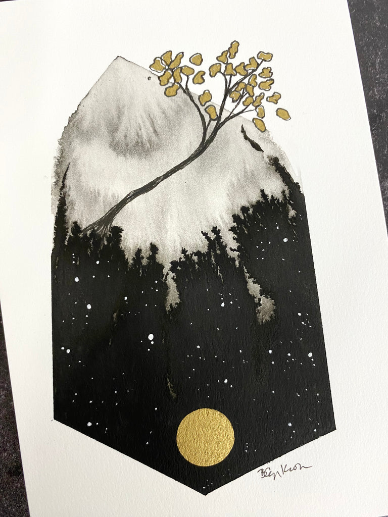 Beauty in the Upside Down 55 - Simple Tree - Original Drawing - 4”x6”