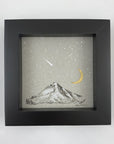 Shooting Star, Mt. Hood, Moon and little Orion - Grey and Gold Collection