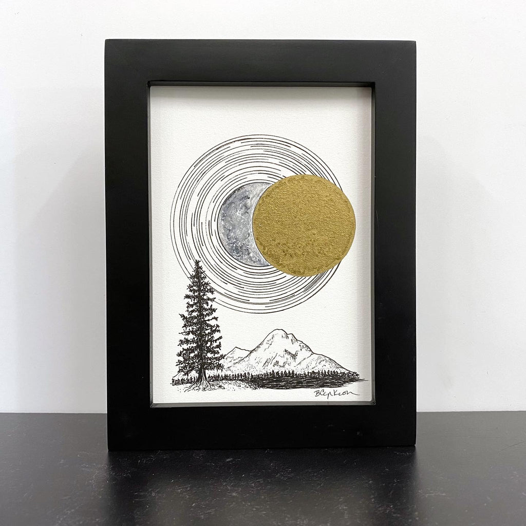 Eclipsing Sun and Moon - Original Drawing - 5" x 7"