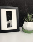 Orion Beyond Space and Time -Trees and Star Trails - Pen and Ink Drawing Print - Beth Cyr Handmade Jewelry