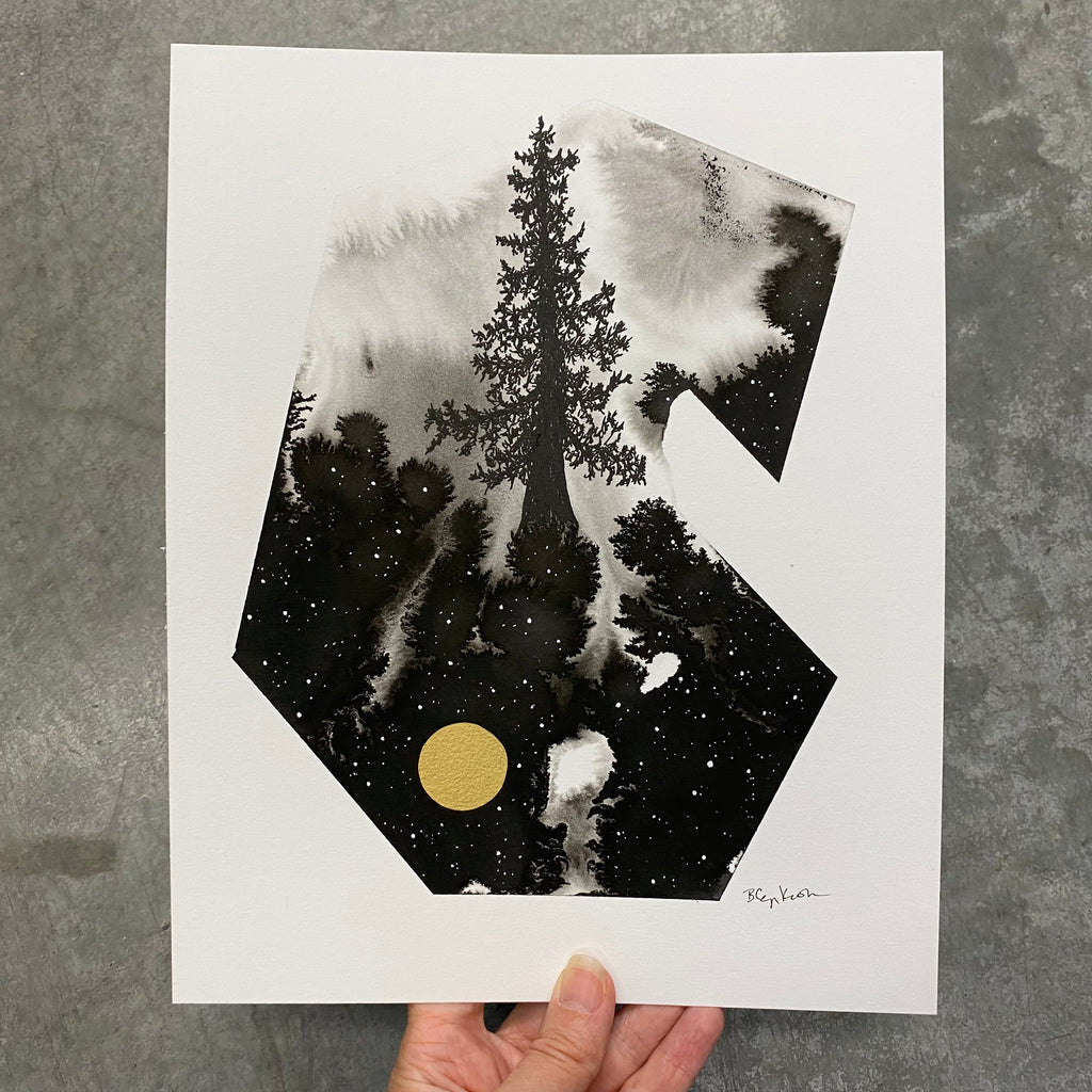 Beauty in the Upside Down 42 - Thick Tree - Original Drawing - 8”x10”