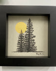 Tree Pair with Moon - Grey and Gold Collection