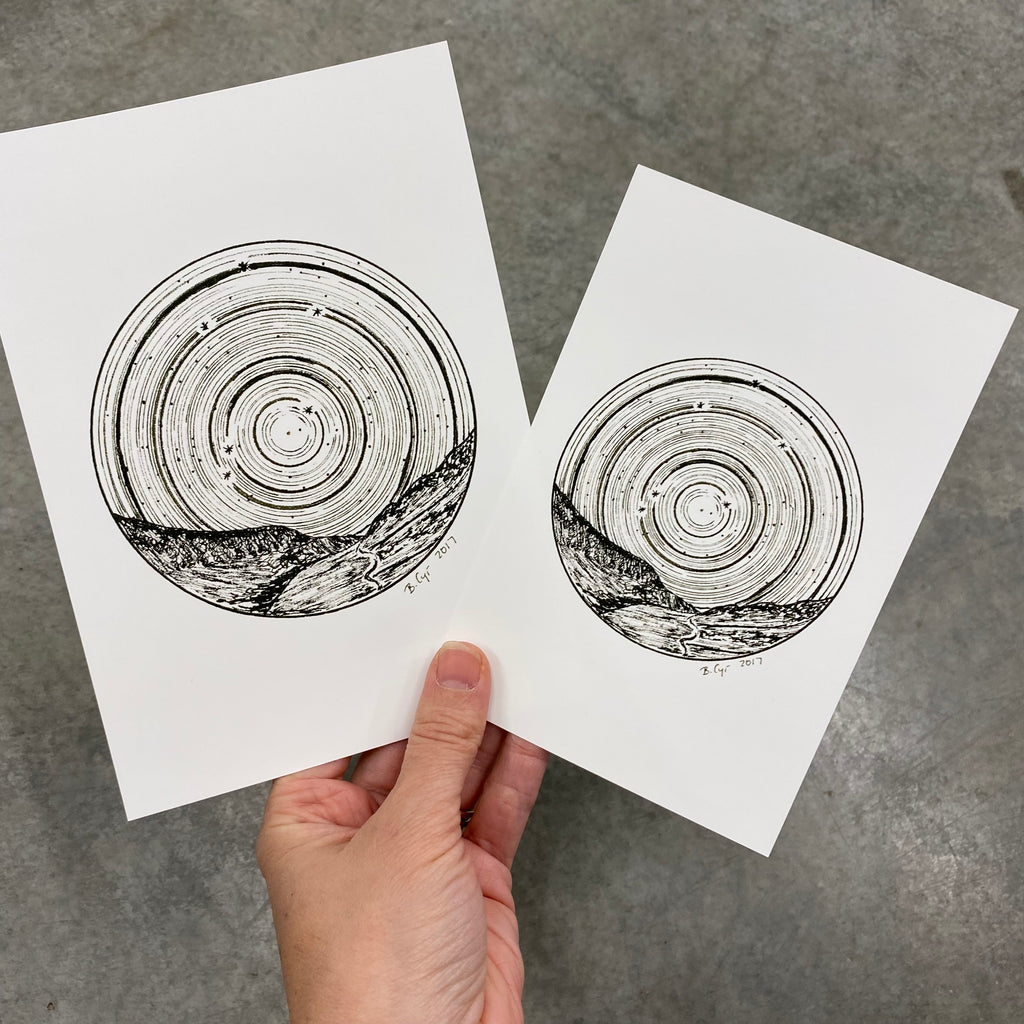 Libra - Star Trails - Zodiac Constellations - Pen and Ink Drawing Print