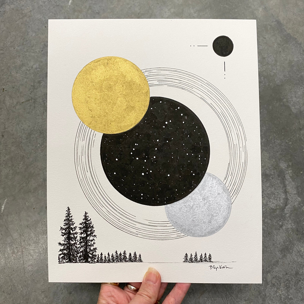 Eclipse Season - Taurus and Scorpio - Original Drawing - 8" x 10"